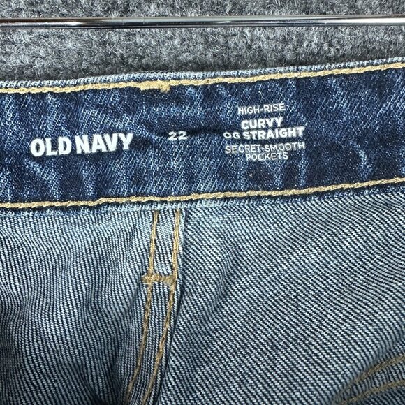 Old Navy Jeans Womens 22 HIgh Rise Curvy Straight Raw Hems Pockets Button Fly - Picture 5 of 9